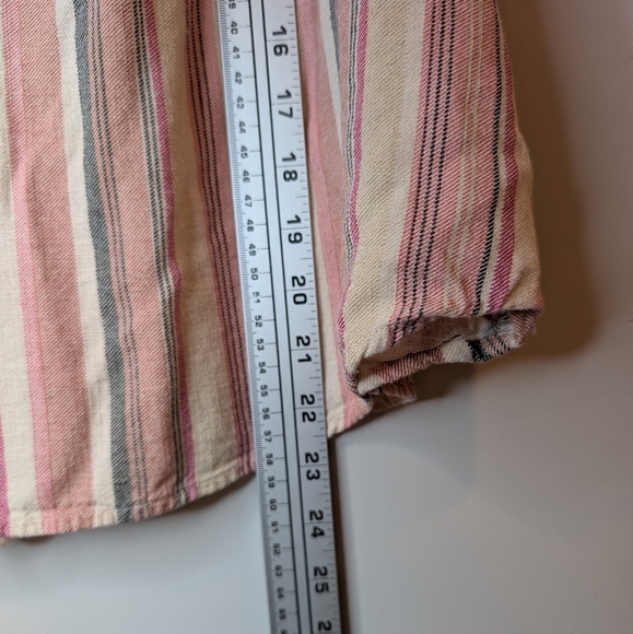 Maurices 0X Striped Pink Beige Tan 1/4 Button Collared Tank Top Blouse - Picture 7 of 8
